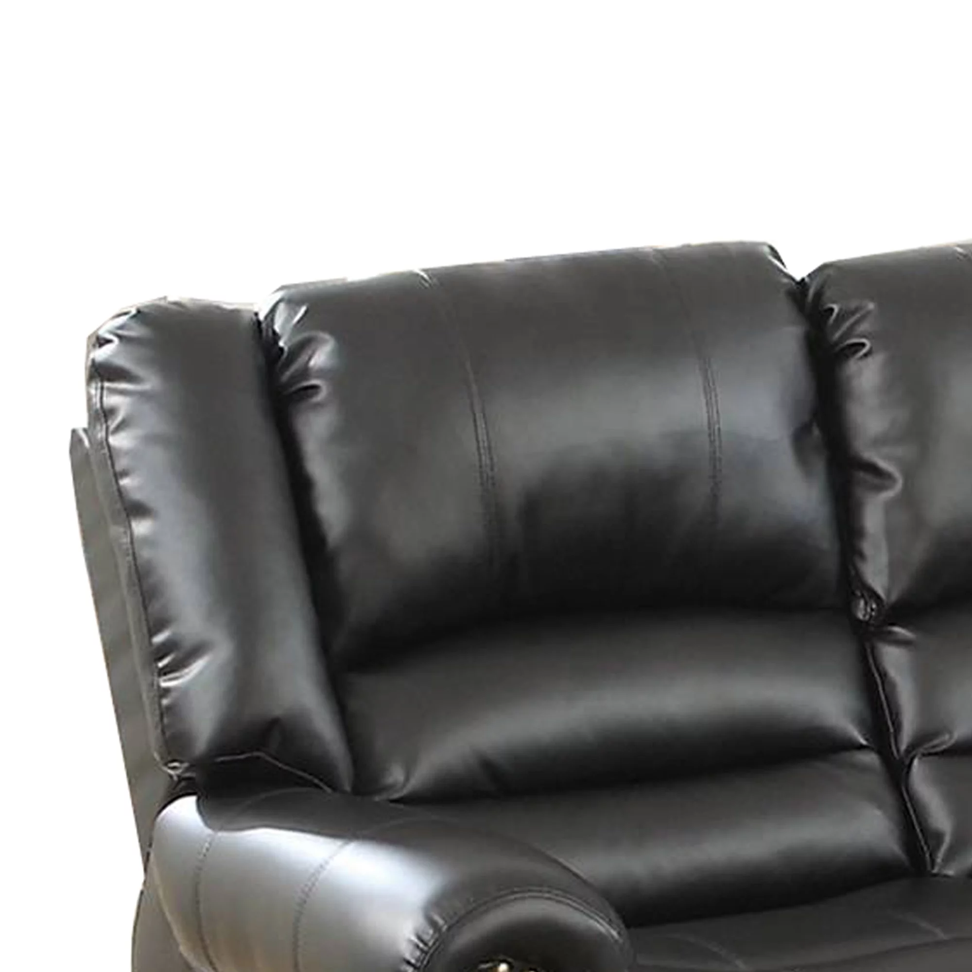 Imposing Style Bonded Leather & Plywood Reclining Love Seat, Black