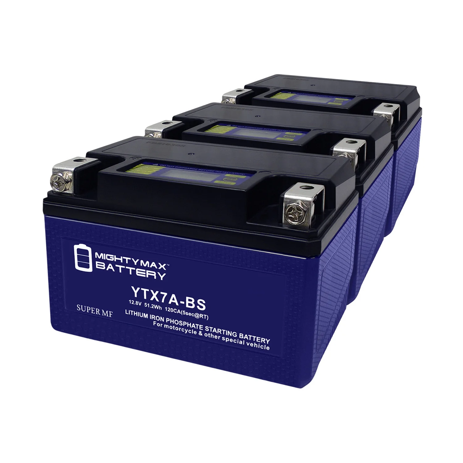 YTX7A-BS Lithium Replacement Battery Compatible with High Performace Scooter Exide 7A-BS - 3 Pack