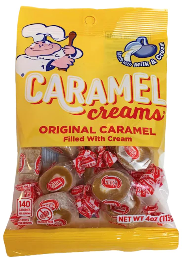 Original Caramel Creams - Made with Real Milk and Cream, Peanut Free - Goetze Candy Individually Wrapped (2 Pack) - bundled With Joy Bringers Gift Box