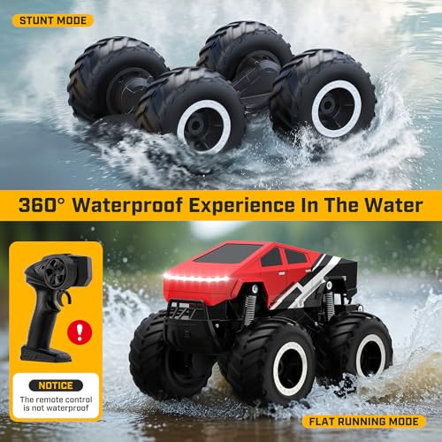 WayEee RC Car Kids Toys for Ages 6+, Remote Control Car Waterproof Monster Truck, Amphibious 4WD All Terrain Off-Road Pickup, 1:16 Scale, 2.4GHZ Vehicles, Boys Christmas Kids Birthday Gift/Black