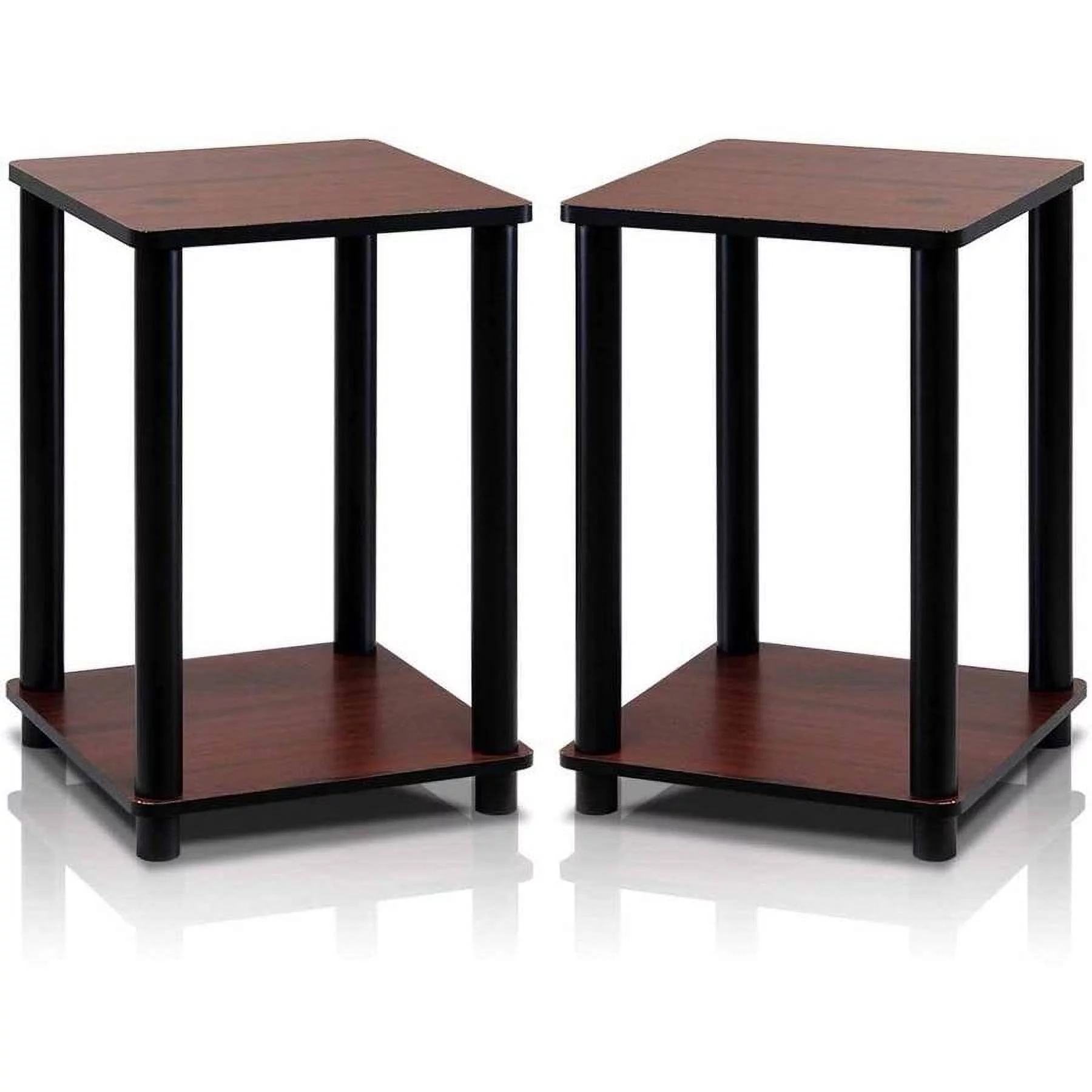 Furinno Turn-N-Tube Haydn End Table, Dark Cherry/Black, Set of 2