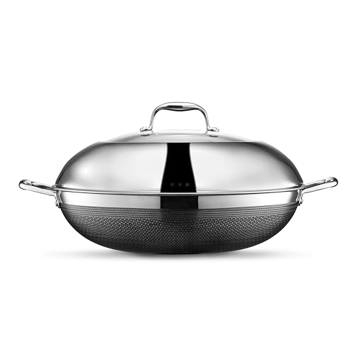 HexClad Hybrid Nonstick 12-Inch Wok, Stay-Cool Handle, Dishwasher and Oven Safe, Compatible with All Cooktops, Induction Ready