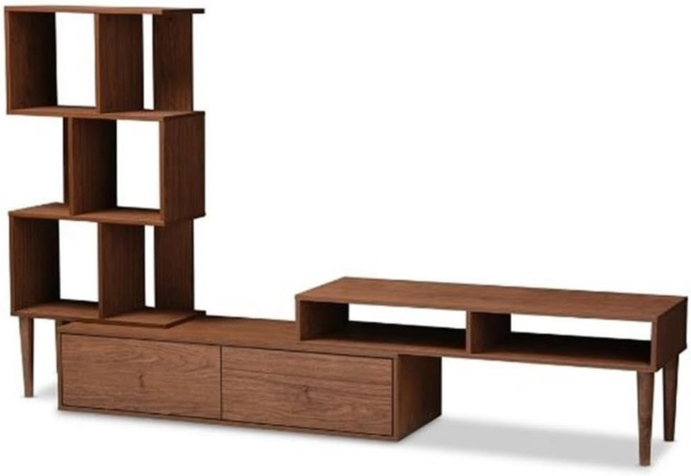 Baxton Studio Haversham Wood TV Stand, Screens up to 40-inch, Walnut Brown (121-6784-HiT)