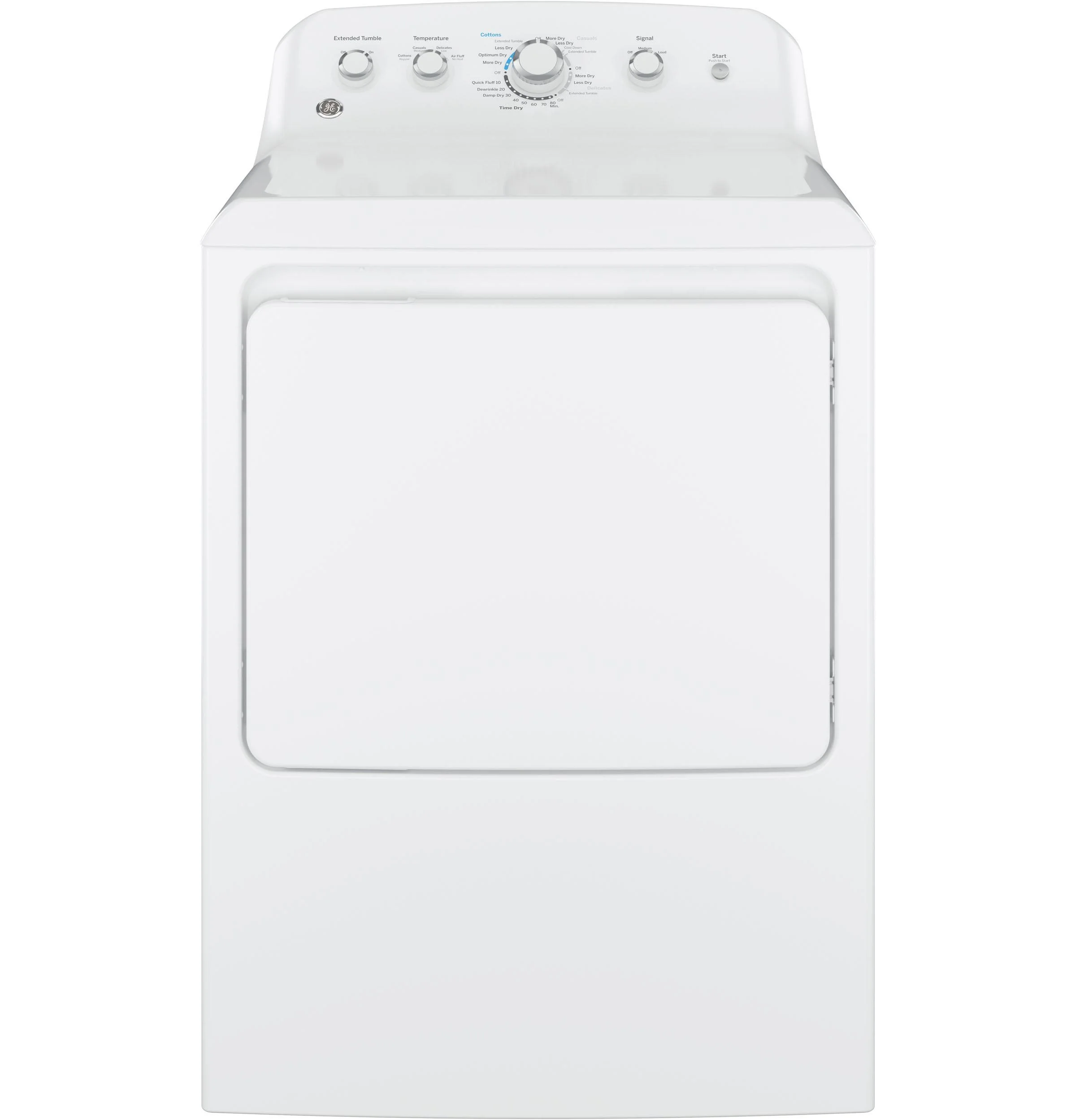 GE® Appliances 7.2 cu. ft. Capacity Aluminized Alloy Drum Electric Dryer model GTD42EASJWW in white