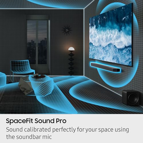 SAMSUNG Q990D 11.1.4ch Soundbar w/Wireless Dolby Atmos Audio, Rear Speaker Included, Q-Symphony, SpaceFit Sound Pro, Adaptive Sound, Game Mode Pro with Alexa Built-in, HW-Q990D/ZA