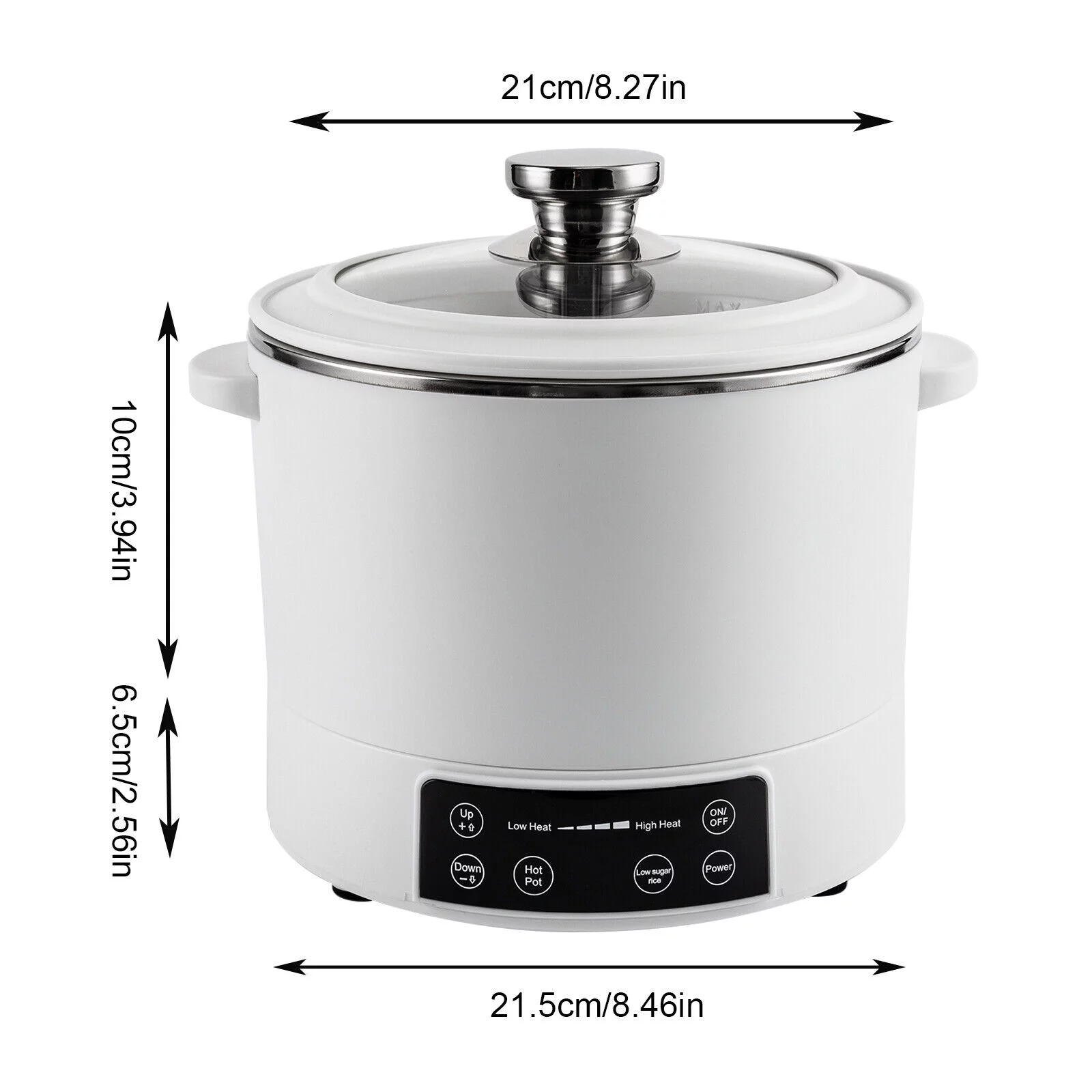 Miumaeov 3.2Gal Premium Lifting Electric Hot Pot 3-in-1 Smart Low Sugar Cooker Steamer for Rice Shabu Noodles Soup Ramen with Measuring Cup Steaming Basket