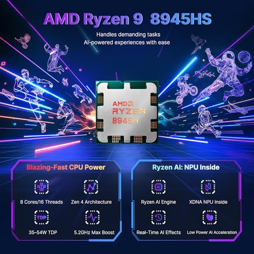 17.3” Gaming-Laptop, AI 9 8945HS (>i9-13900H), 32GB RAM 1TB SSD,USB-C 4.0 AI Copilot Ready, VR Support, 100W PD Fast Charge, Backlit Keyboard, Fingerprint Unlock, for Gaming/Student/Office/Business