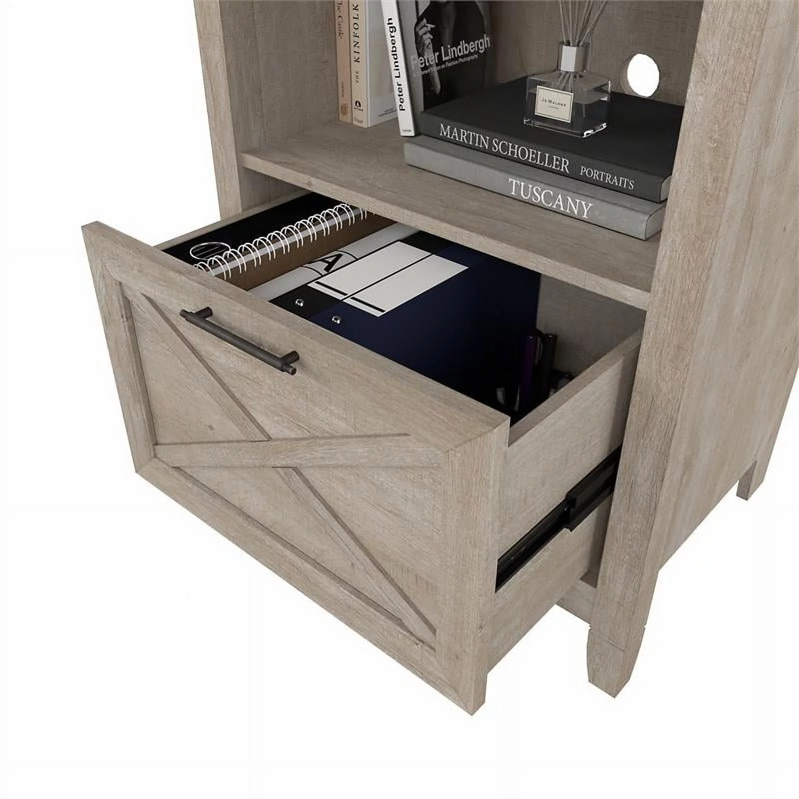 Urbanpro Lateral File Cabinet with Shelf in Washed Gray - Engineered Wood