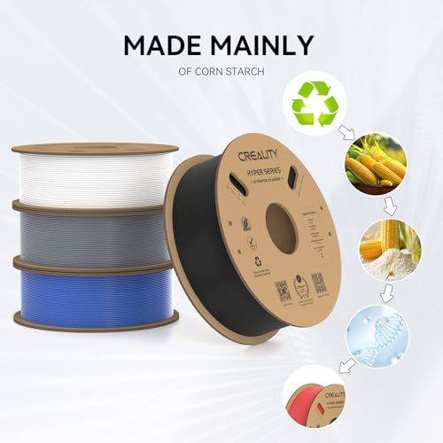 Creality Hyper PLA Filament 1.75mm, 30-600mm/s High Speed 3D Printer Filament, Dimensional Accuracy +/-0.02mm, Fit Most FDM 3D Printers, 4 Pack 1kg Spool(2.2lbs), Black & White
