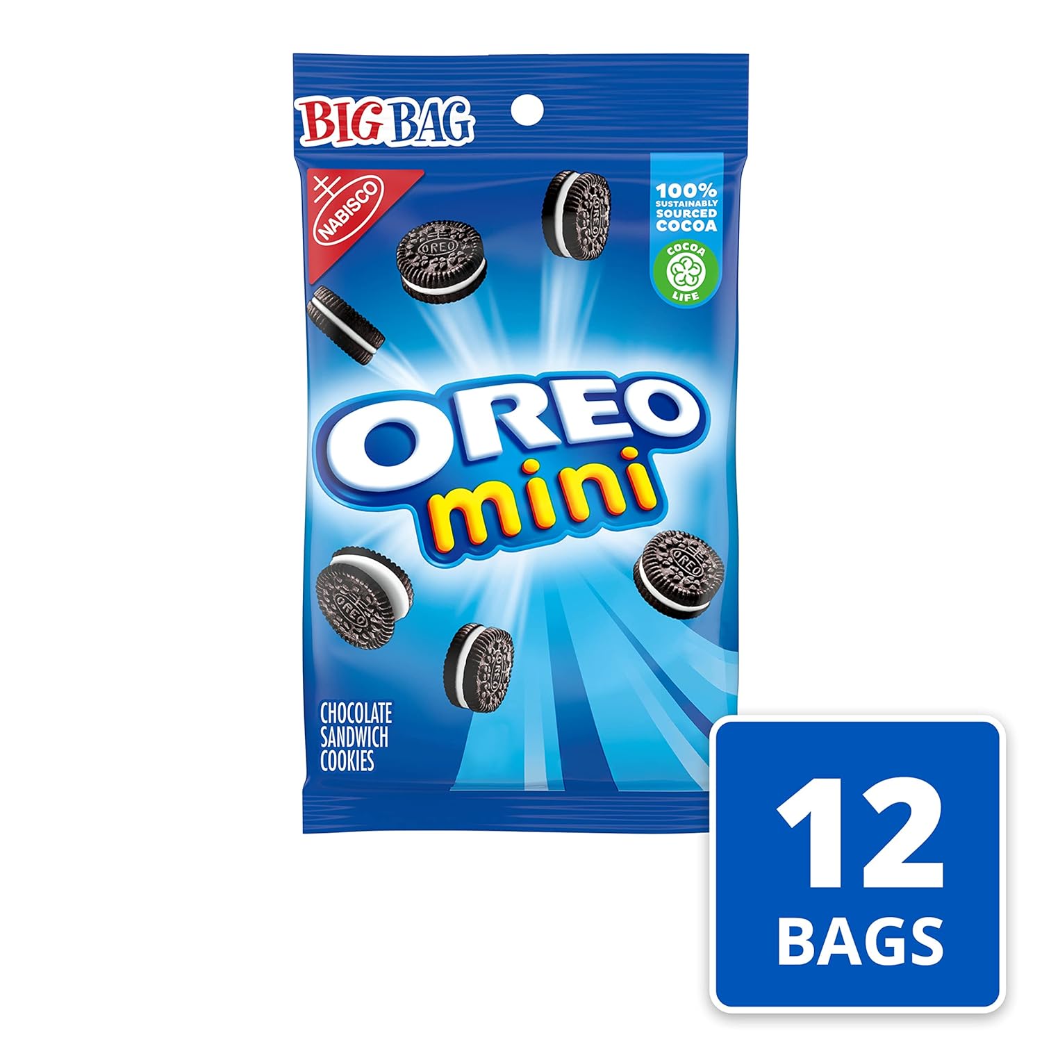 OREO Mini Chocolate Sandwich Cookies, Original Flavor, 12-3 oz Big Bags (Pack of 2)