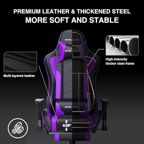 GTRACING Gaming Chair with Footrest Speakers Video Game Chair Bluetooth Music Heavy Duty Ergonomic Computer Office Desk Chair