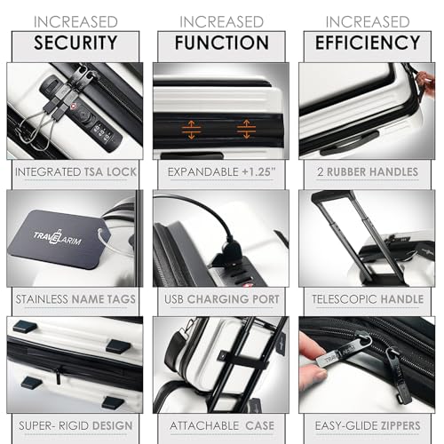 22 Inch Carry On Luggage 22x14x9 Airline Approved, Carry On Suitcase with Wheels, Hard-shell Carry-on Luggage, Durable Luggage Carry-On, Black Small Suitcase with Cosmetic Case