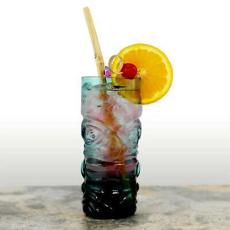 Blue Tropical Crystal Tiki Glasses (Set of 2)