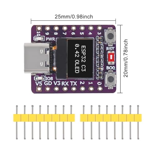 3PCS ESP32-C3 OLED Development Board with 0.42 Inch OLED Module Ceramic Antenna WiFi Bluetooth ESP32 Supermini Development Board