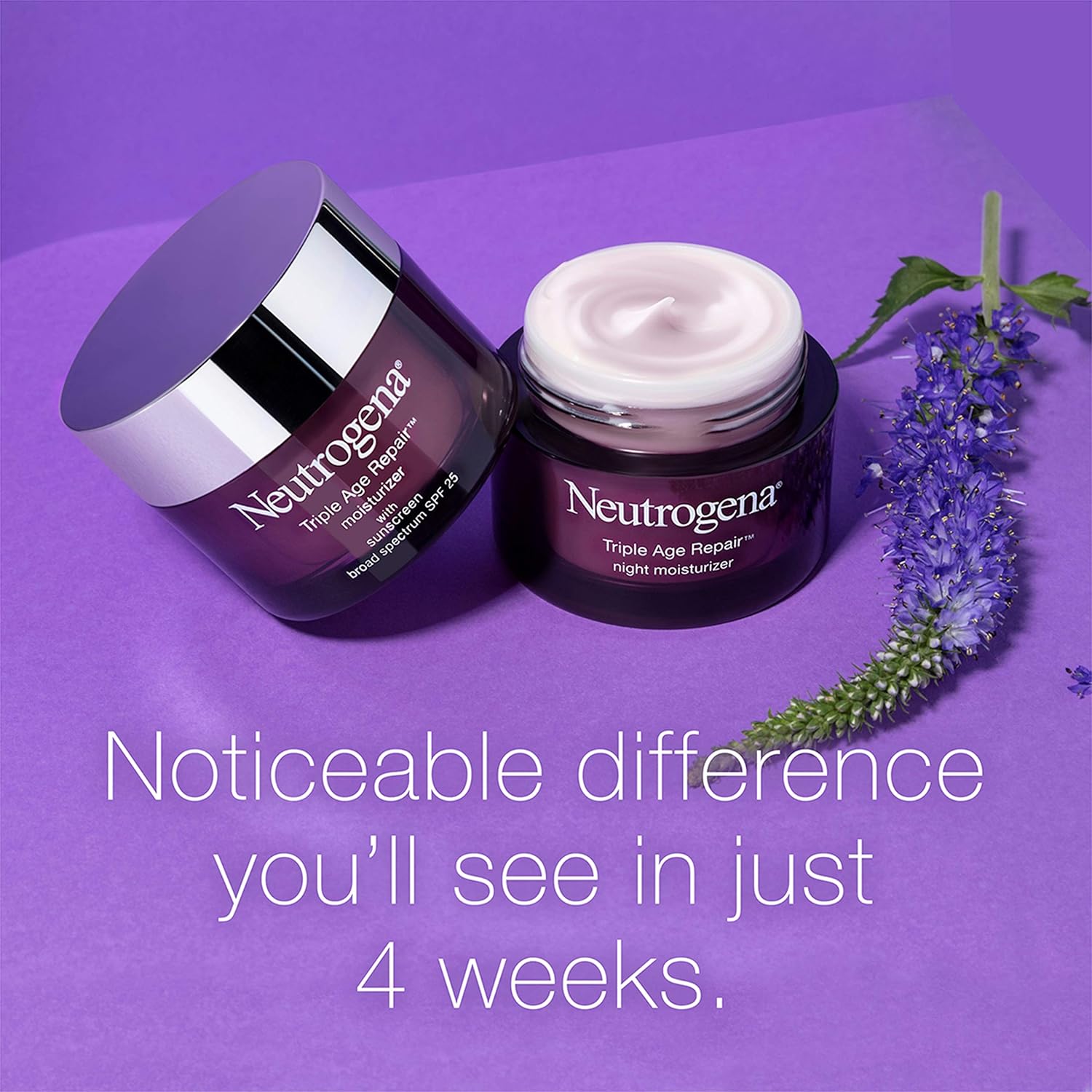 Neutrogena Triple Age Repair Anti-Aging Night Face & Neck Cream Day & Triple Age Repair Anti-Aging Daily Facial Moisturizer with SPF 25 Sunscreen, 1.7 oz