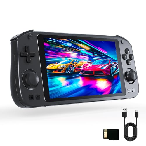 Retro Handheld Game Console with Android System, RK35XX, HD 5.55 Inch Touch Screen, 4000mAh Battery, Support HDMI Output, WiFi, Portable Gaming Device with 64G MicroSD Card