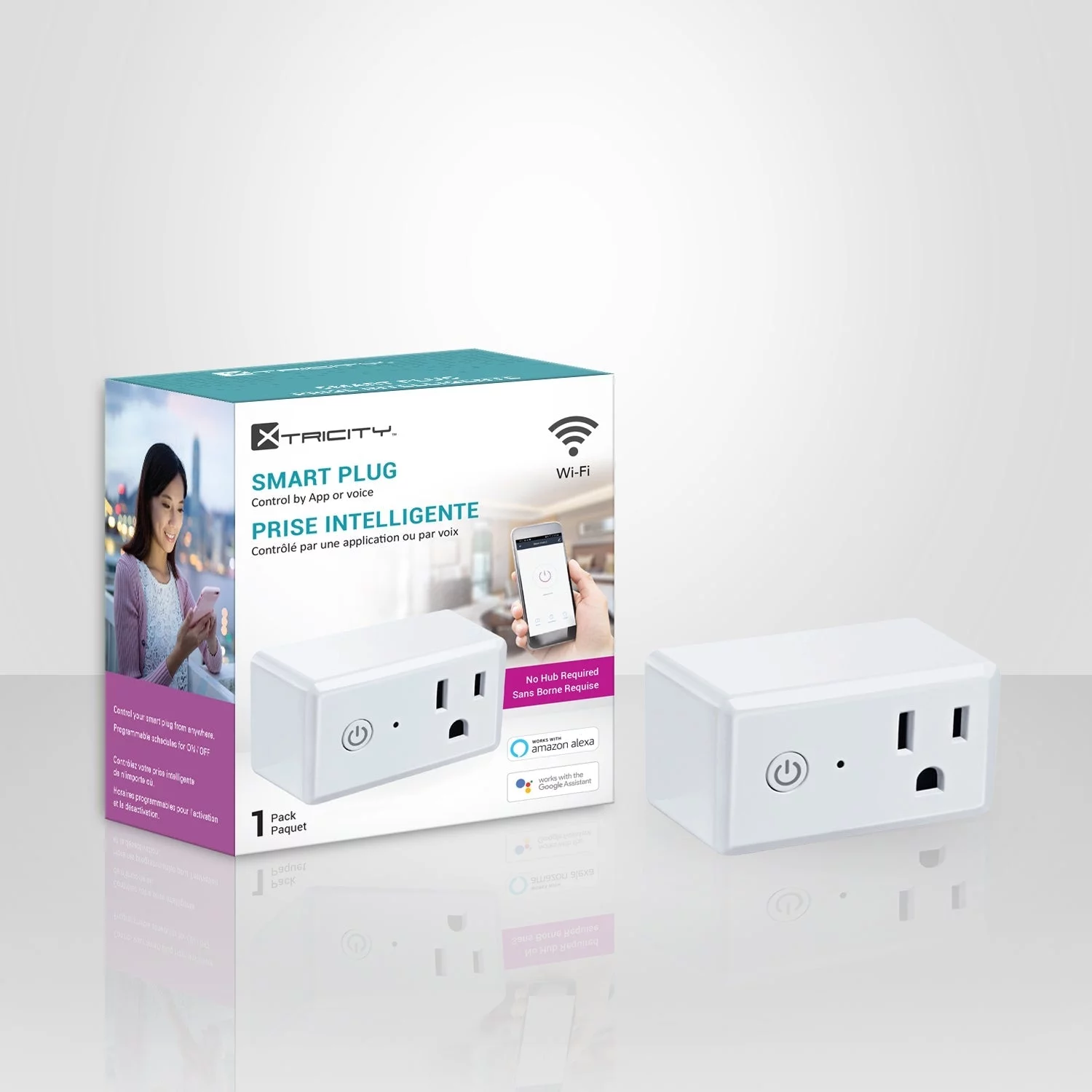 Xtricity - Wi-Fi Smart Electrical Outlet, 1800W, No Terminal Required, White