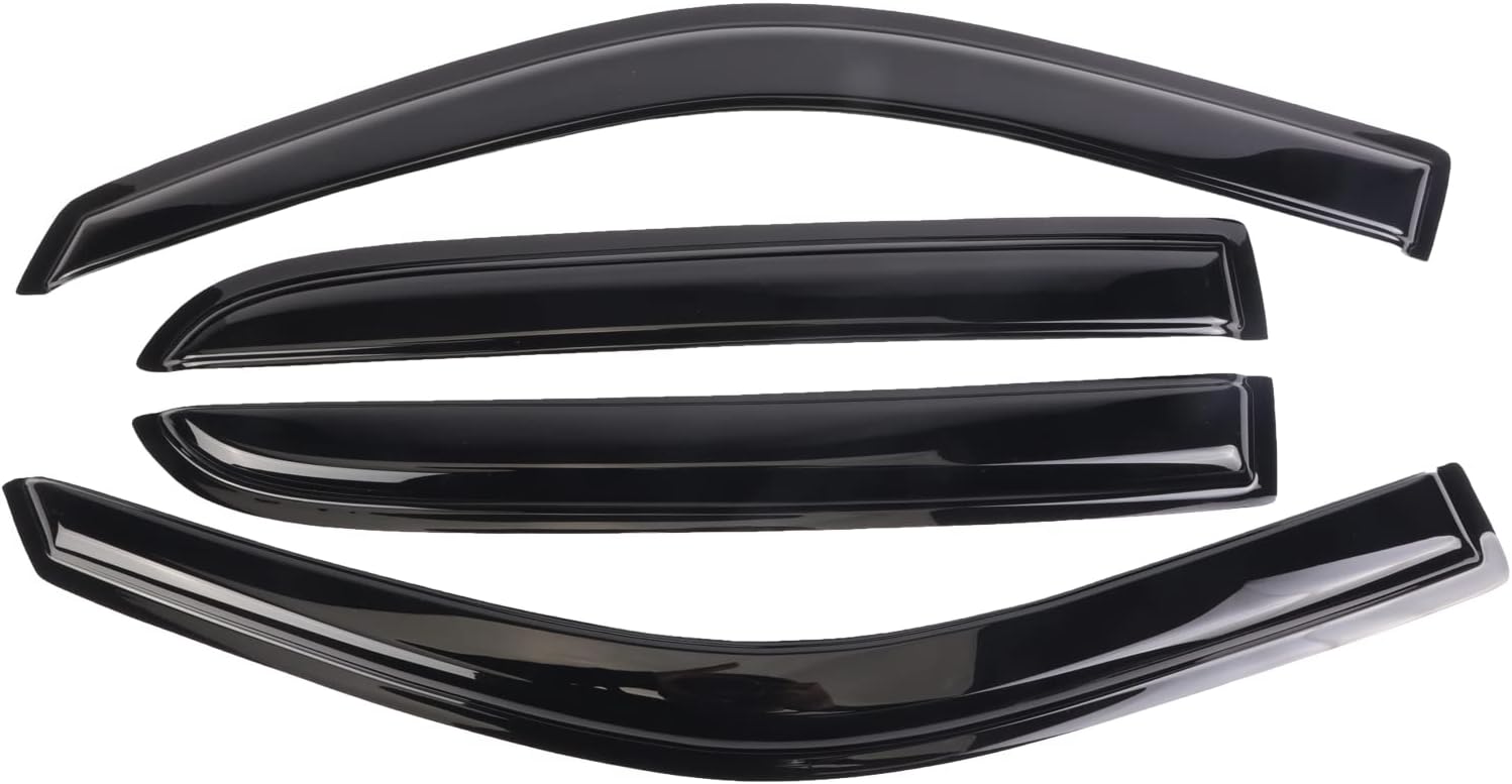 AUTOTOP 4PCS Tape On Dark Smoke Window Deflectors Sun Rain Vent Guard for 2009-2018 Ram 1500 Crew Cab / Mega Cab