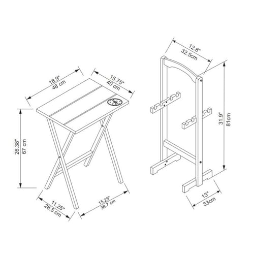 5 Piece Set Faux Marble TV Tray Table Stand in Brown, 4 Tray Tables & 1 Stand