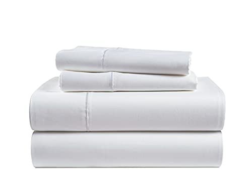 LANE LINEN 100% Egyptian Cotton Bed Sheets - 1000 Thread Count 4PC Queen Sheets Set, Long Staple Cotton Bedding Sheets, Sateen Weave, Luxury Hotel Sheets, Deep Pocket, Swiss Dot - White