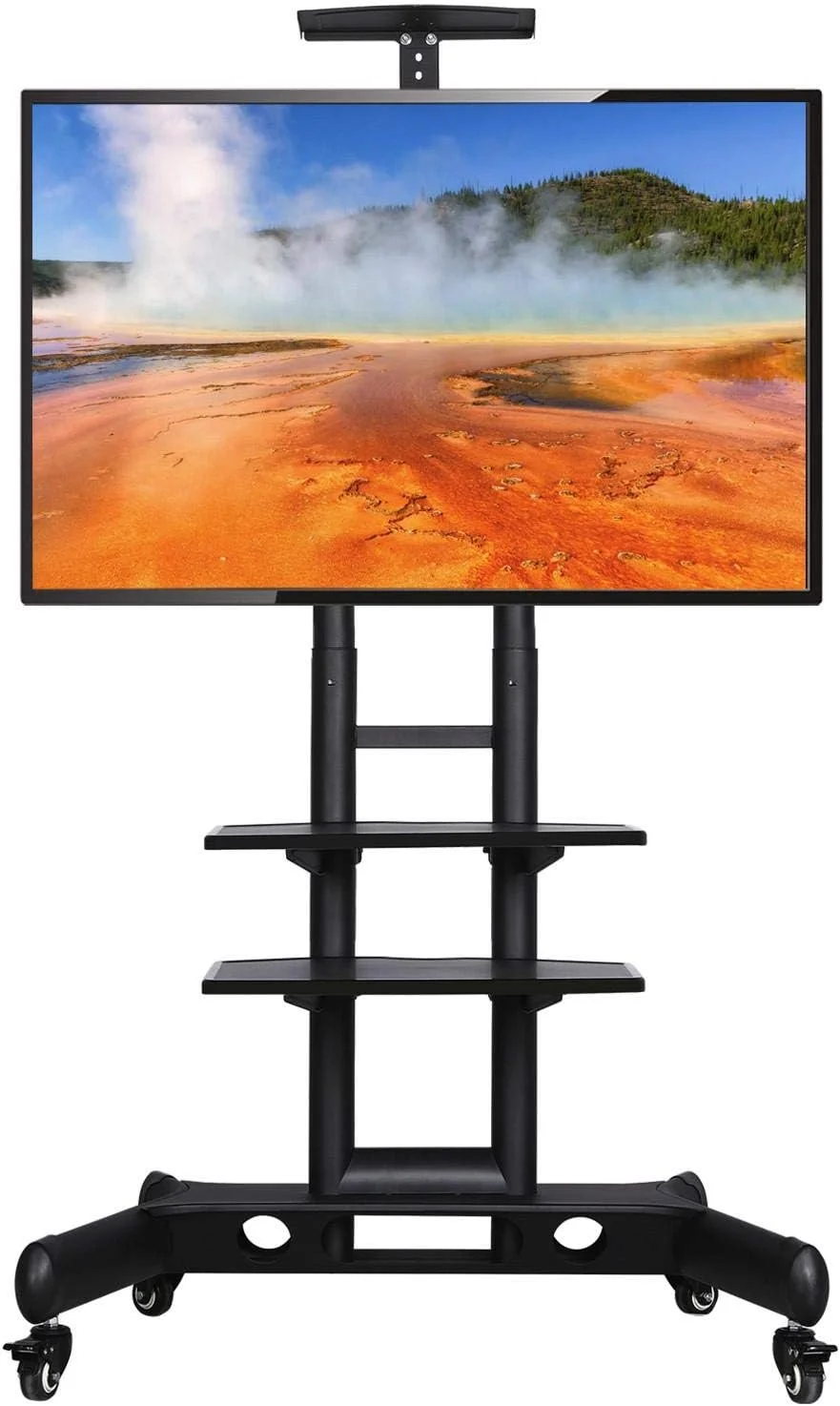 Rolling/Mobile TV Cart with Wheels for 32-75 Inch LCD LED 4K Flat Screen TVs, TV Floor Stand with Shelf Holds Up to 100 lbs