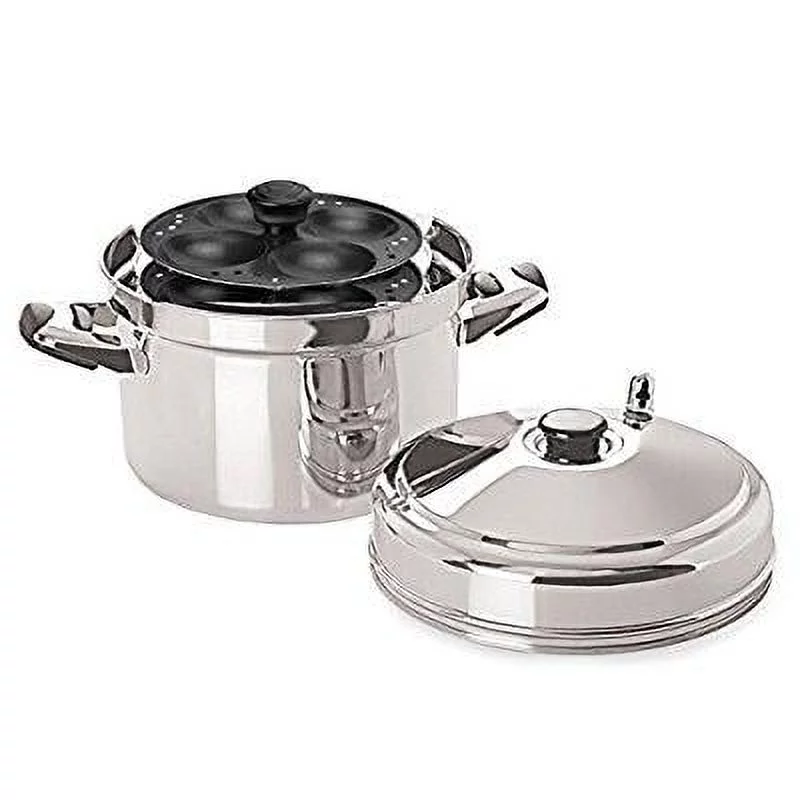 tabakh ic-216 stainless steel idli cooker with non-stick 6-rack idly stand, makes 24 idlis