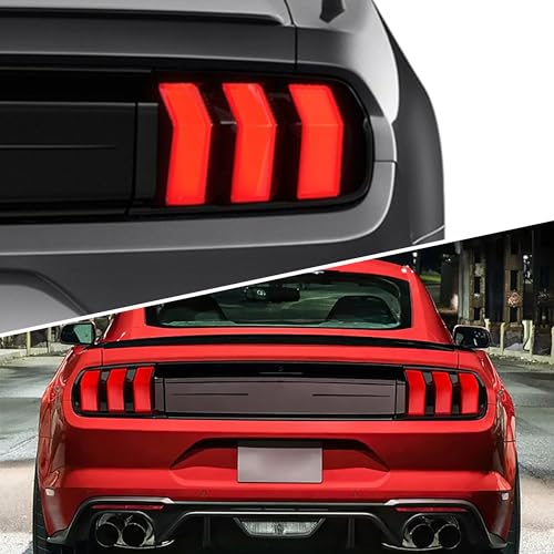 VLAND LED Rear Lights Compatible with Mustang 2015-2023 w/Sequential Turn Signal (5-Modes Switchable Lighting), Clear Lens Taillight Assembly, Passenger&Driver Sides (Clear)