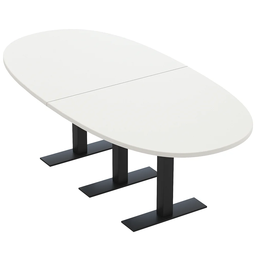 8 Person Oval Conference Table Metal T Bases Harmony Series w/Electric