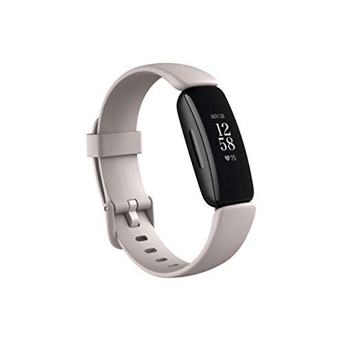 Fitbit Inspire 2 Health & Fitness Tracker with a Free 1-Year Premium Trial, 24/7 Heart Rate, Black/White, One Size (S & L Bands Included) (Renewed)