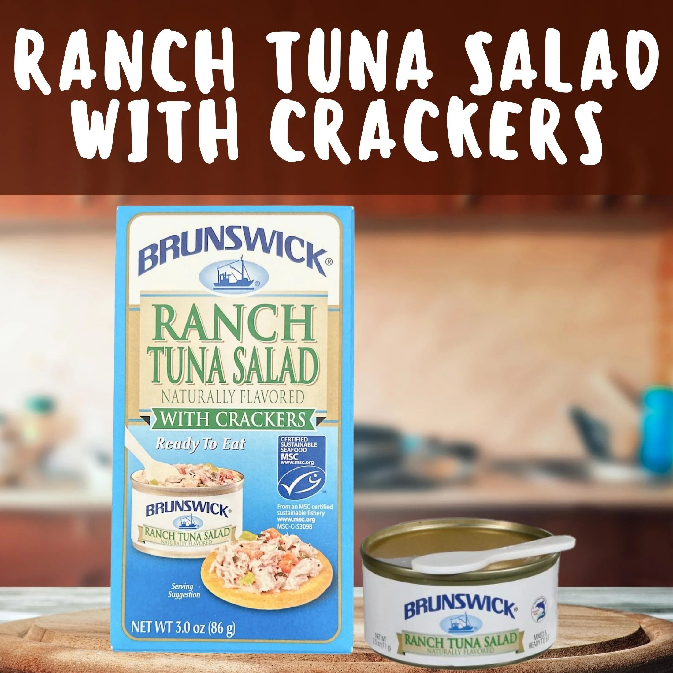 Ranch Tuna Salad with Crackers 3.0 oz Plastic Spreader Spoon Included Ready to Eat On the Go Preservatives Convenient Healthy Canned Food Snack Kit for Family Picnic School Lunch Gift Supplies 12 Pack