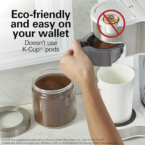 Hamilton Beach 49933 2-Way 12 Cup Programmable Drip Coffee Maker & Single Serve Machine, Glass Carafe, Auto Pause and Pour, White