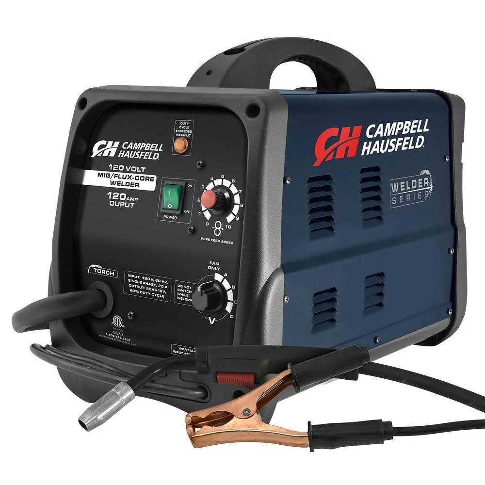Campbell Hausfeld MIG/Flux Core Welder 120 Amp Output Wire Feed with Accessories DW313000