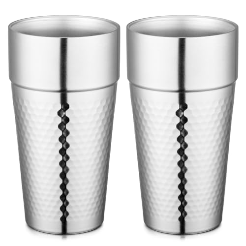 Beasea Stainless Steel Cups 16 oz, 4 Pack Stainless Steel Tumbler Stackable Double Wall Vacuum Insulated Metal Drinking Glasses for Home Restaurant Ofiice Party Camping