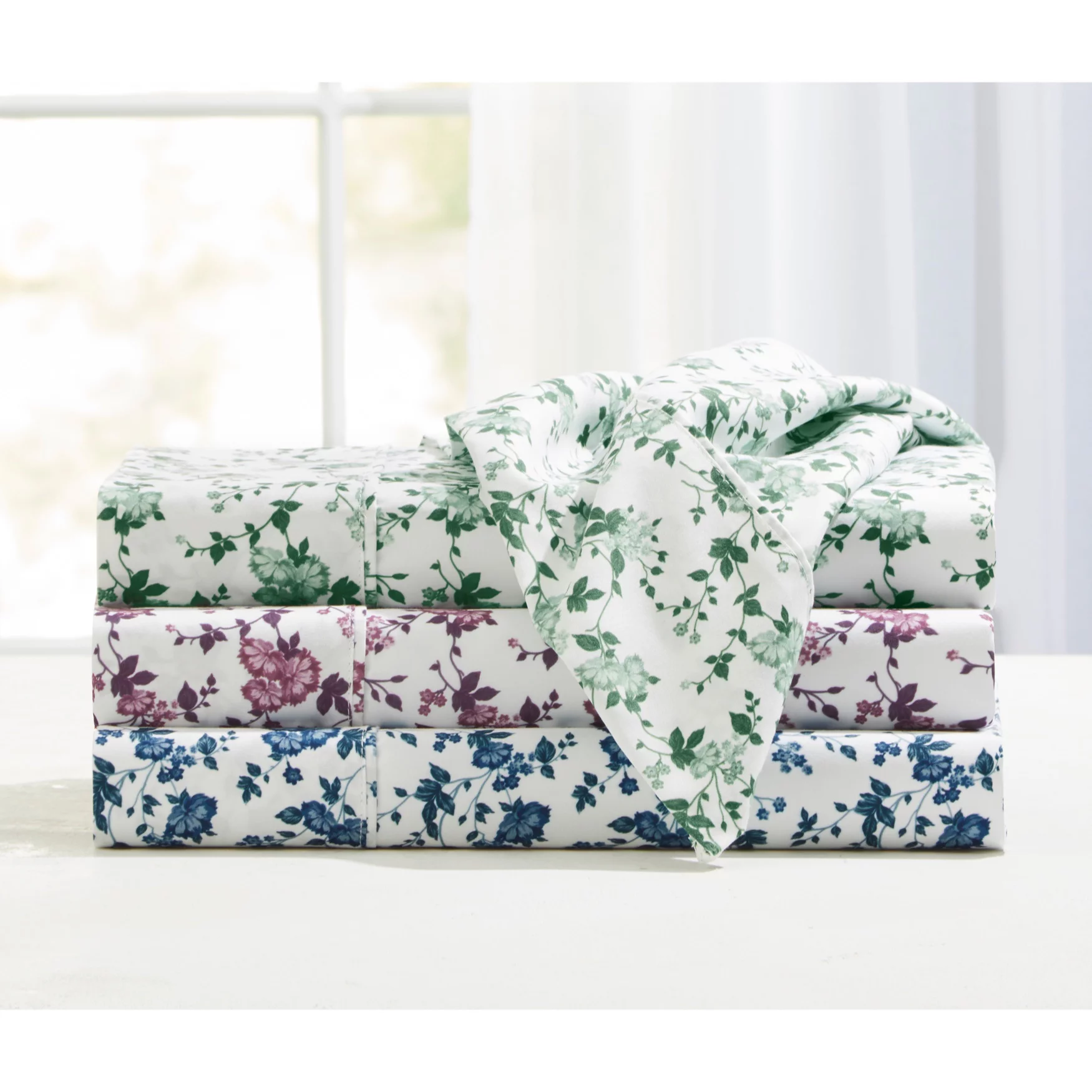 Brylanehome Floral Sheet Set - Full, Blue Floral
