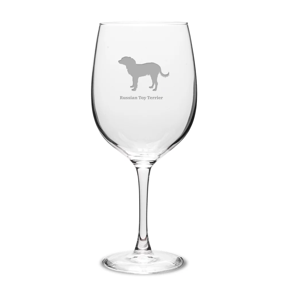 Russian Toy Terrier Deep Etched 19 oz Classic Red Wine Glass