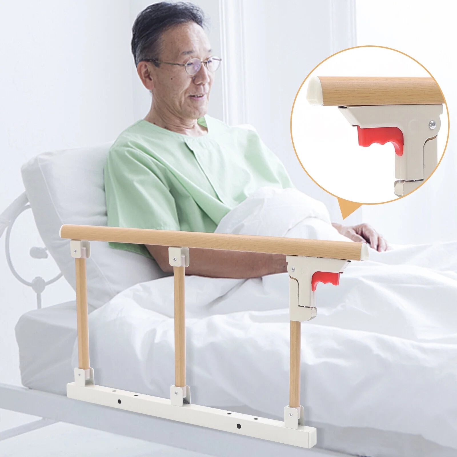 Wuzstar Bed Side Rails Guard Folding Bed Safety Rail Bed Assist Handle for Elderly Adults Seniors