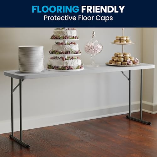 Flash Furniture Kathryn 6' Plastic Folding Training and Event Table, Rectangular Folding Training Table with 220-lb. Static Weight Capacity, White