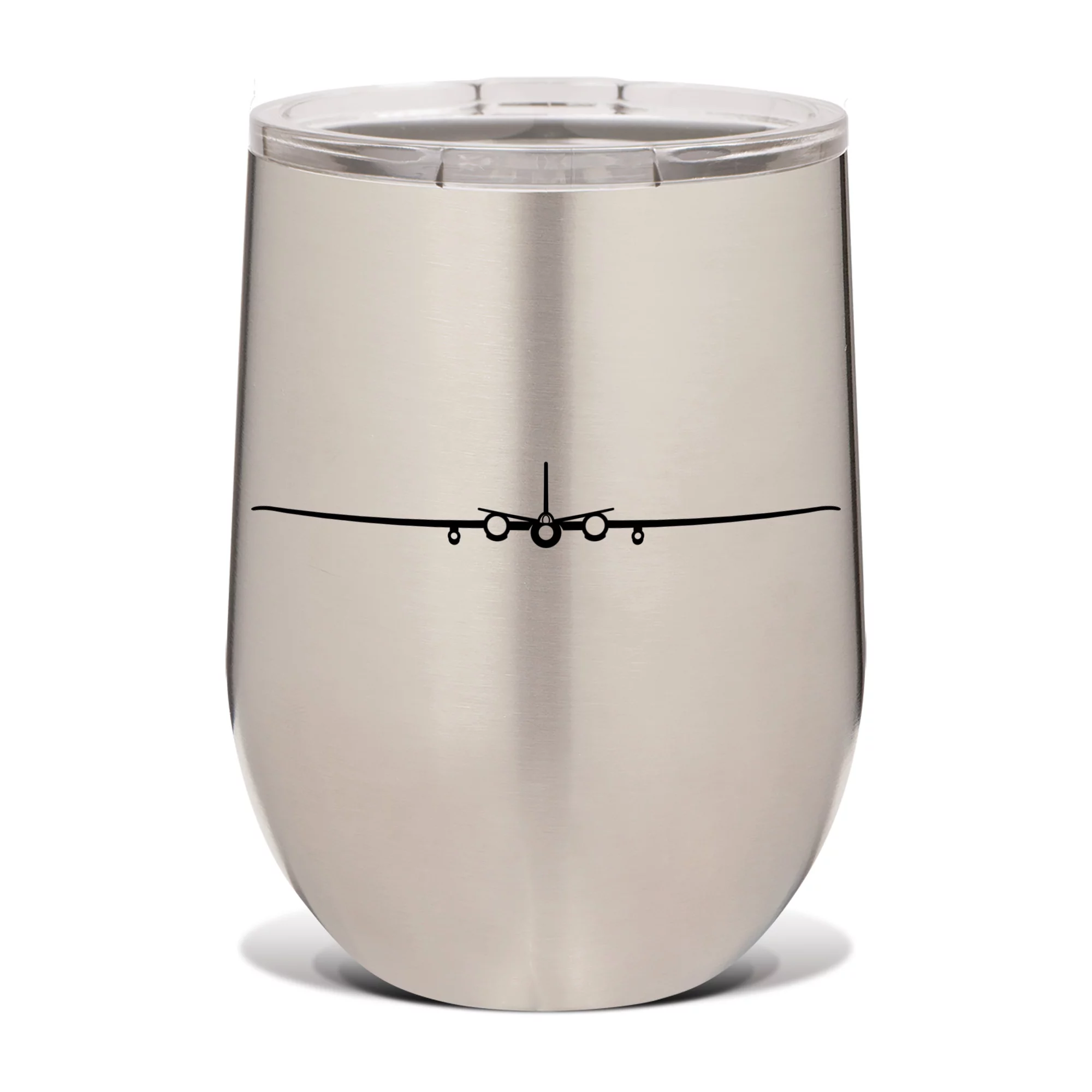 RB-57 Wine Tumbler 12 oz - Laser Engraved - Stainless Steel - Vacuum Insulated - Double Walled - Wine Glass - Stemless - Drinkware Clear Lid - rb57 strategic reconnaissance aircraft - SS