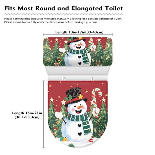 Christmas Bow Bell Toilet Tank Lid Cover and Toilet Seat Lid Cover 2 Pcs Set Toilets Covers with Elastic Cloth Fits Most Toilets Tanks & Lids