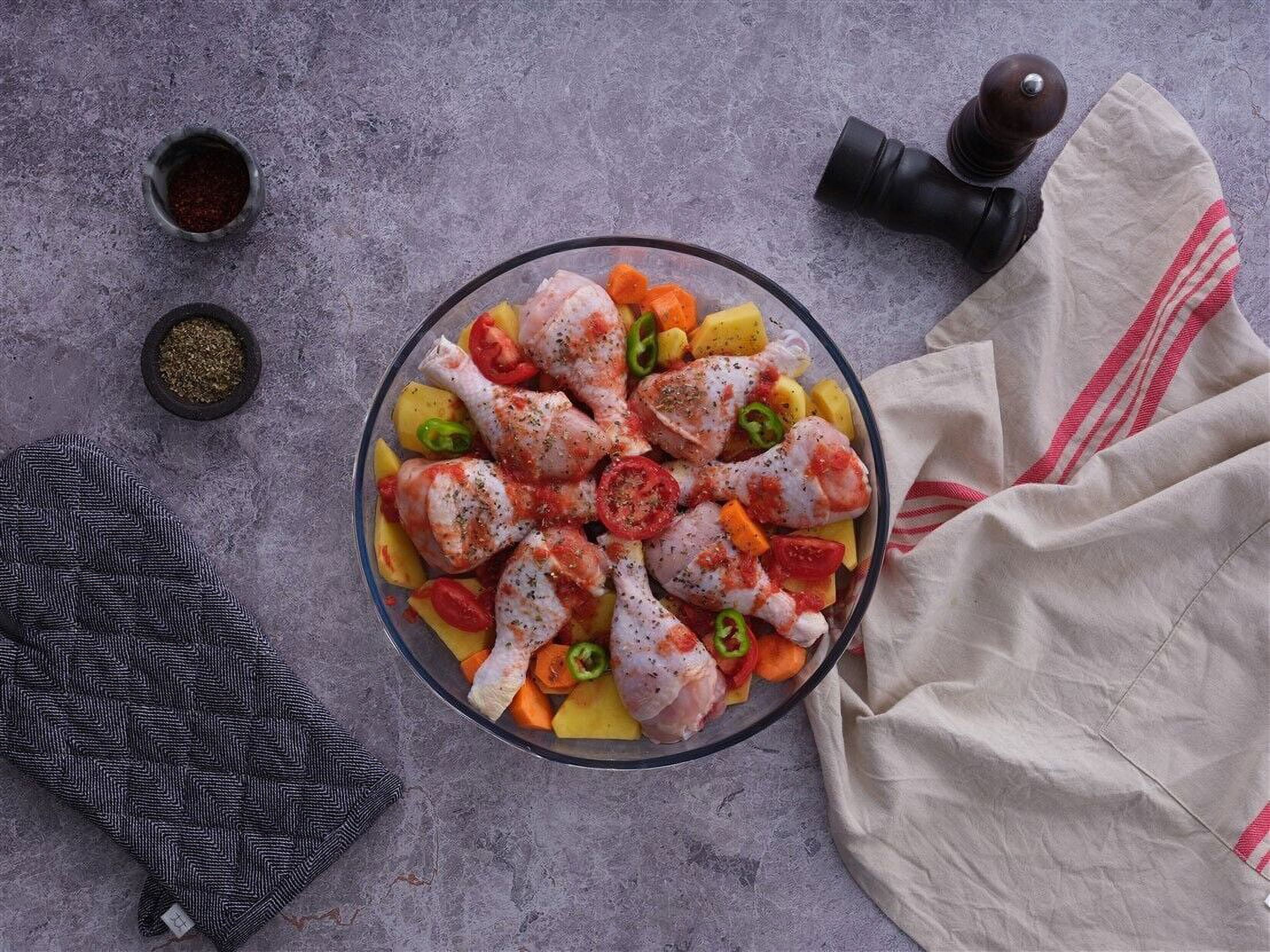 Nily Glass-Set of 2 Large Oven Safe Round Glass Baking Dish(2.1 and 2.9 Quarts)