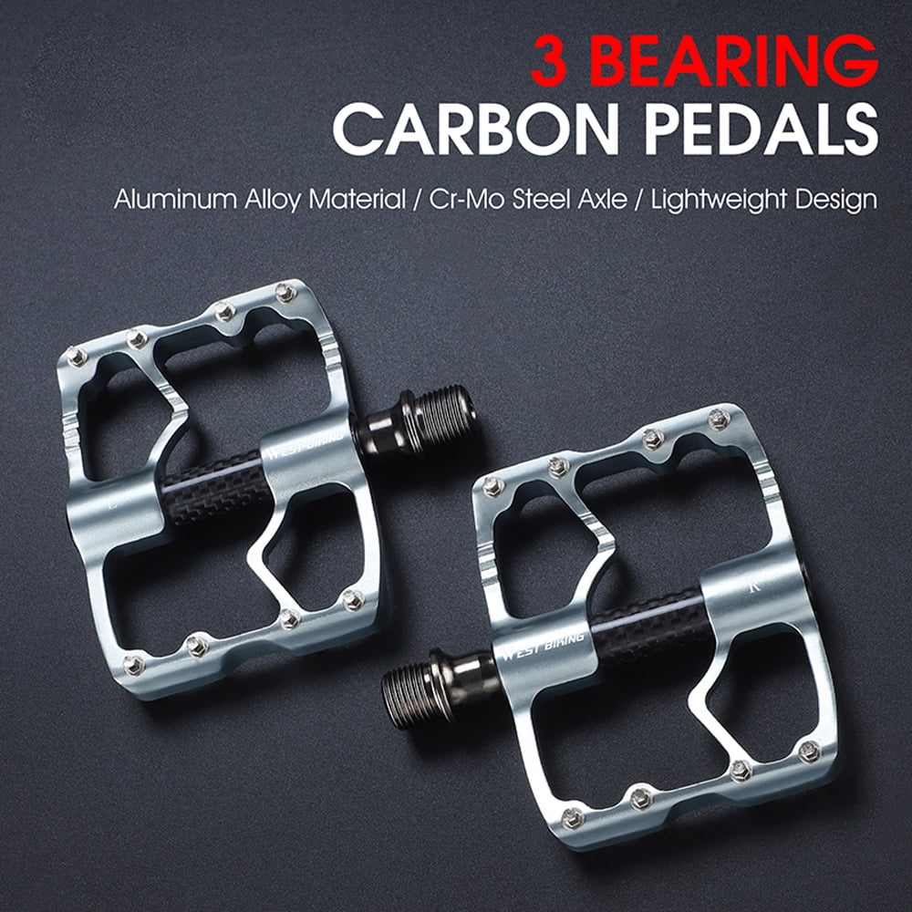 WEST BIKING Ultralight Aluminum Alloy Pedals 3 Bearings Bike Pedals AntiSlip Waterproof Flat Wide Bike Pedals Cycling Accessories