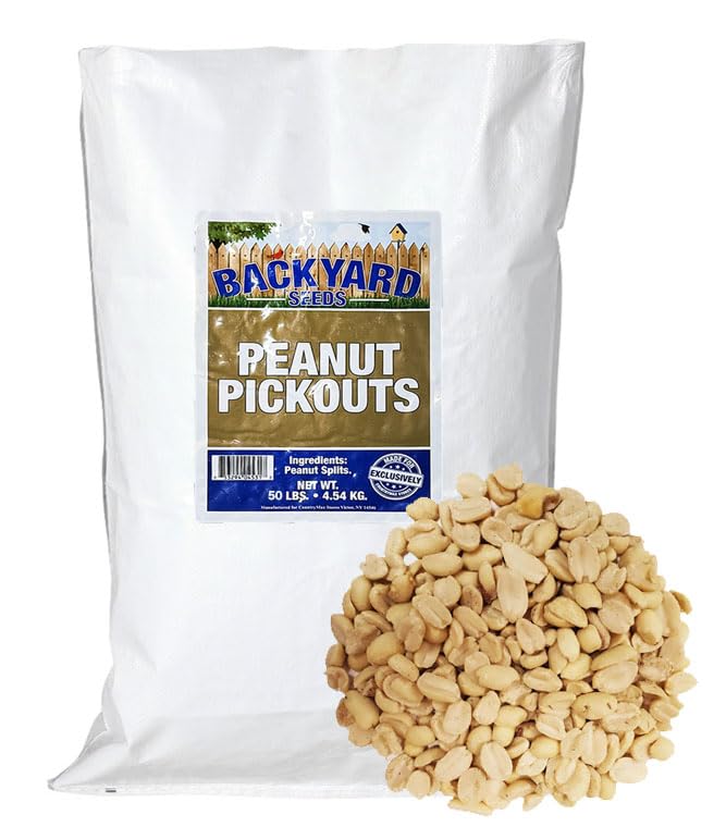 Backyard Seeds Shelled Peanut Pickouts – 25 lb Bag of Premium No-Waste Peanuts for Wild Birds, Woodpeckers, Jays, Squirrels & Wildlife
