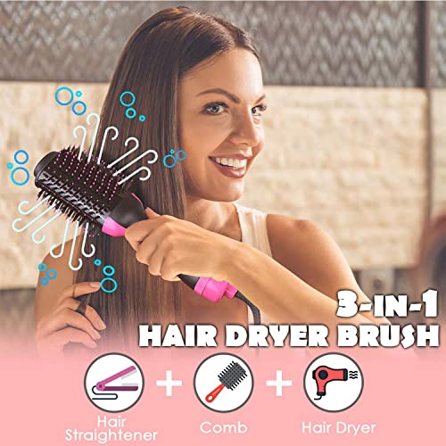 Hair Dryer Brush Blow Dryer Brush in One, Plus 2.0 One Step Hair Dryer and Styler Volumizer with Negative Ion Anti-frizz 60MM Oval Barrel Hot Air Brush for Drying, Straightening, Salon