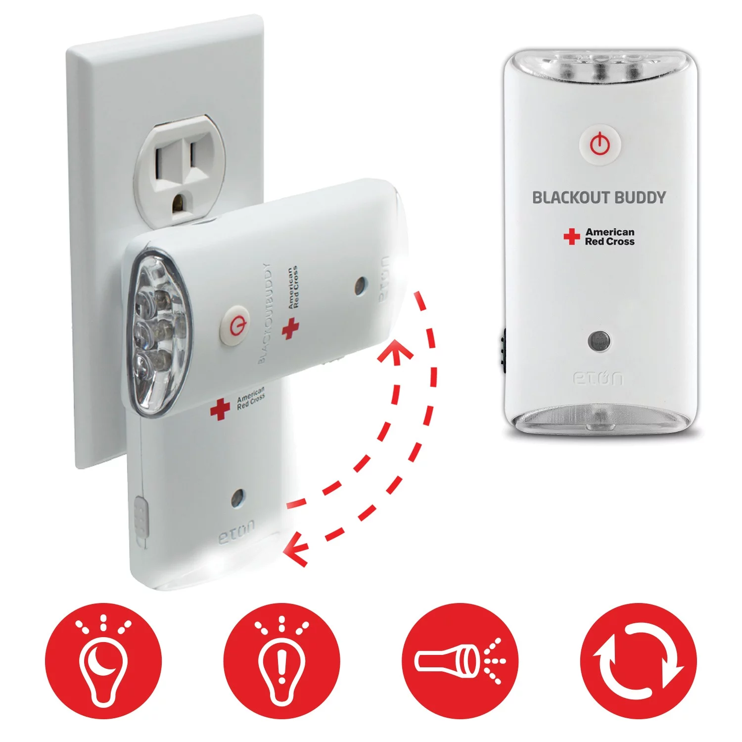 Eton ARCBB201W-SNG American Red Cross Blackout Buddy Swivel Light, 3 Pack