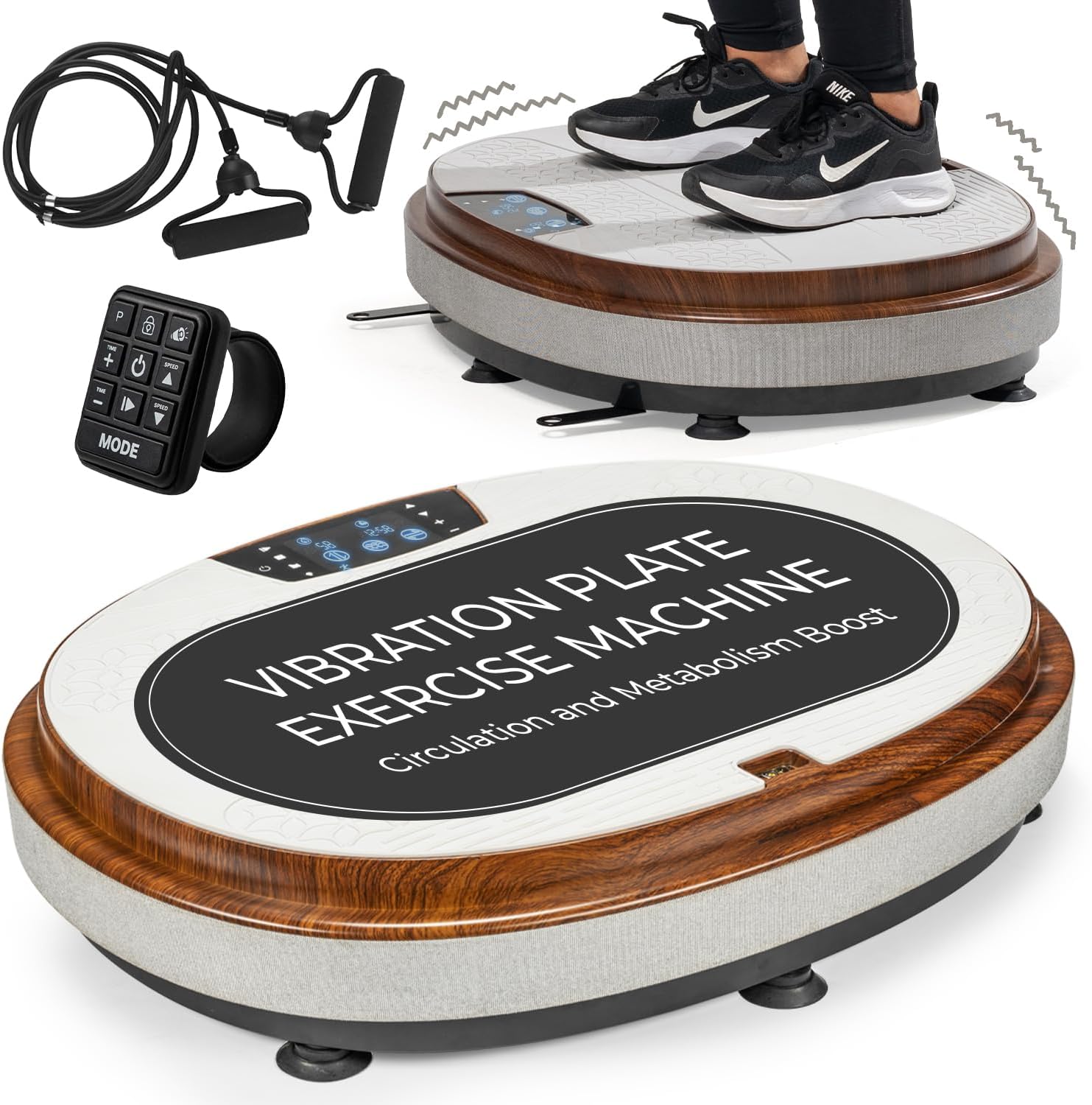 LifePro RelaxaVibe Vibration Plate Exercise Machine - Vibration Platform for Circulation & Metabolism Boost - Elegant Living-Room Vibration Machine - Whole Body Vibration Plate with Heated Ottoman