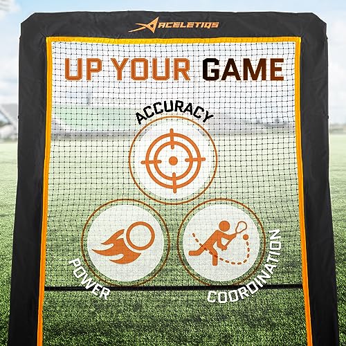 ACELETIQS Lacrosse Rebounder for Backyard 5x7 Feet Baseball Rebounder Volleyball Rebounder - Lacrosse Ball Pitchback, Throwback, Bounce Back Training Wall [Carry Bag Included]