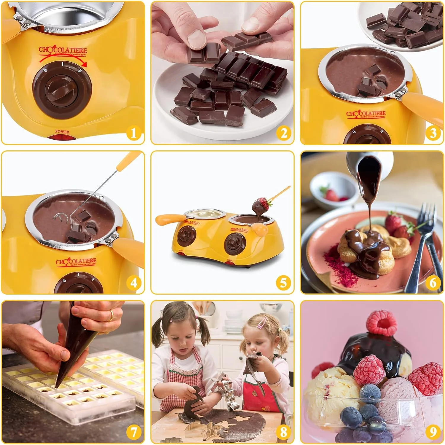Electric Chocolate Melting Pot, Melting Pot Chocolate Fondue Melting Machine With Double Pot Kitchen，Candy Melts Candy And Chocolate Melting Pot