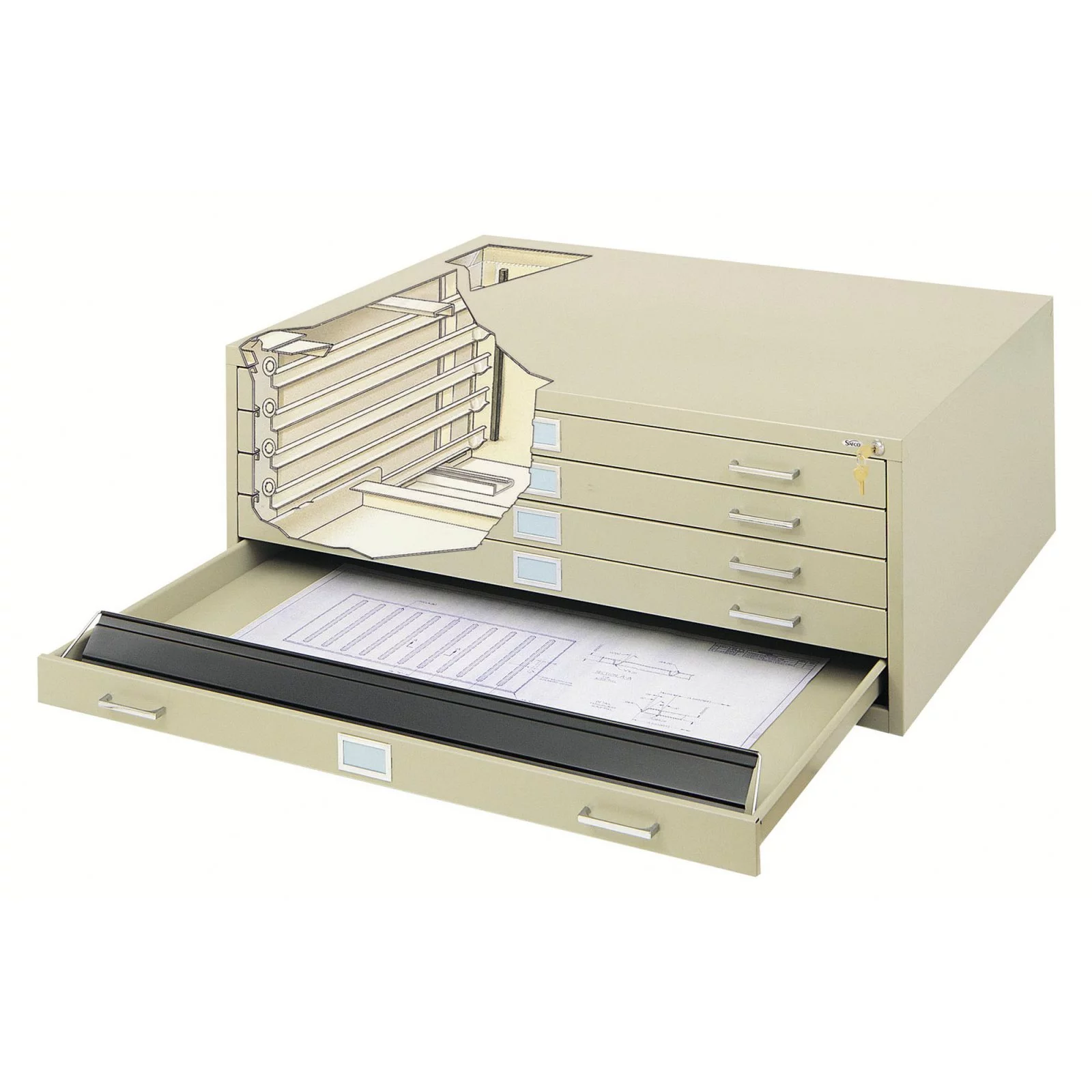 Safco 5 Drawer Metal Flat Files Cabinet for 24