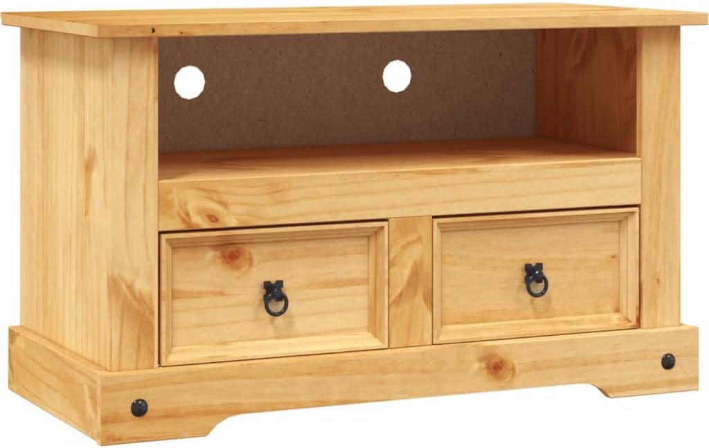TV Stand, Tv Tray Center Console Low Tv Stand Retro Tv Stand Suitable for Entryway Small Spaces Bedroom Living Room Mexican Pine Corona Range 35.8