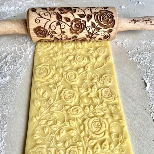 WILD 3 mini Embossed Rolling Pin Set with Bees, Meadow and Forest Patterns by Algis Crafts for Cookies and Pottery by Algis Crafts